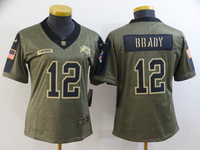 2021 Women Tampa Bay Buccaneers #12 Brady Nike Olive Salute To Service Limited NFL jersey->miami heat->NBA Jersey